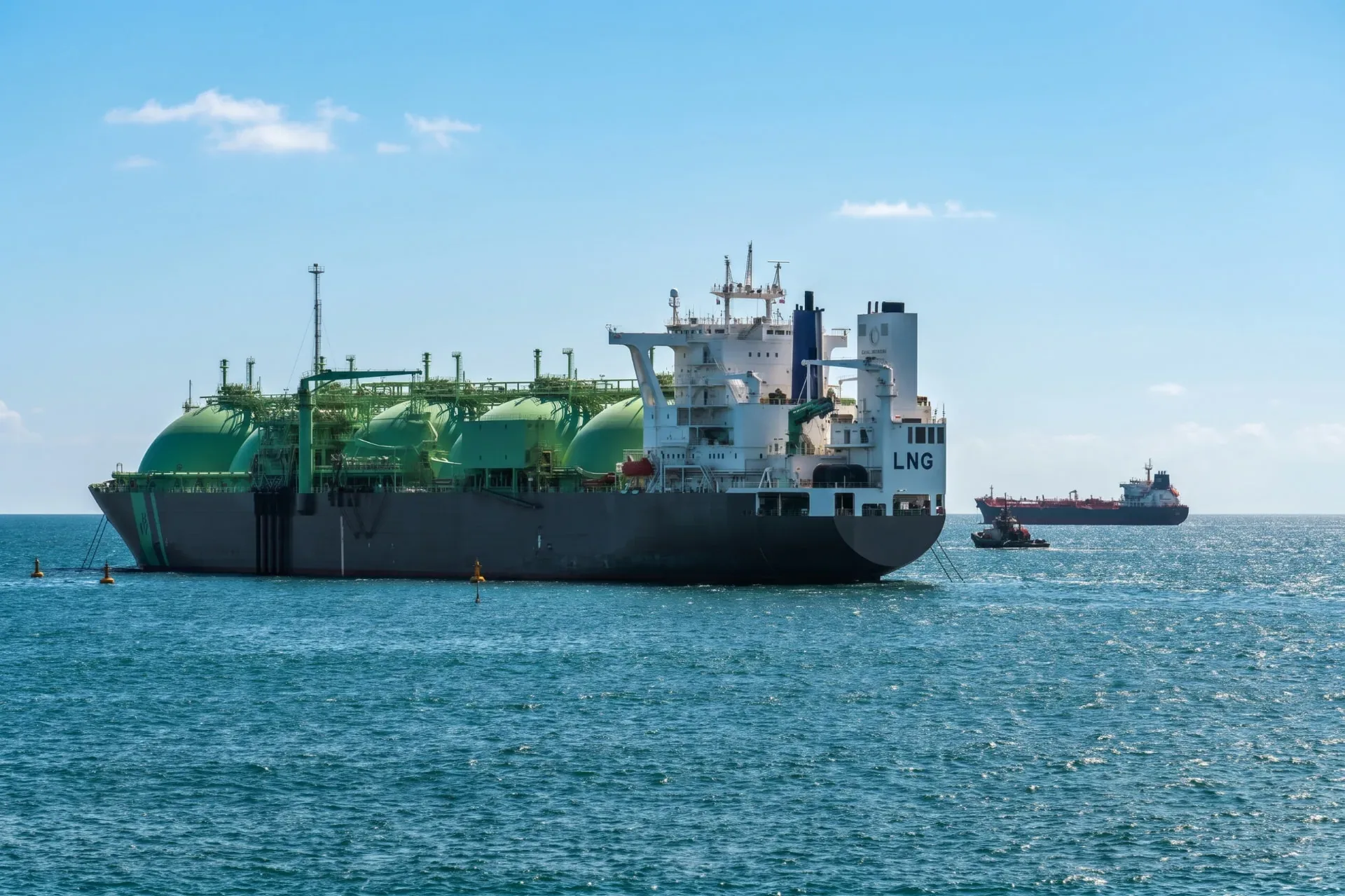 LNG carrier underway in open water